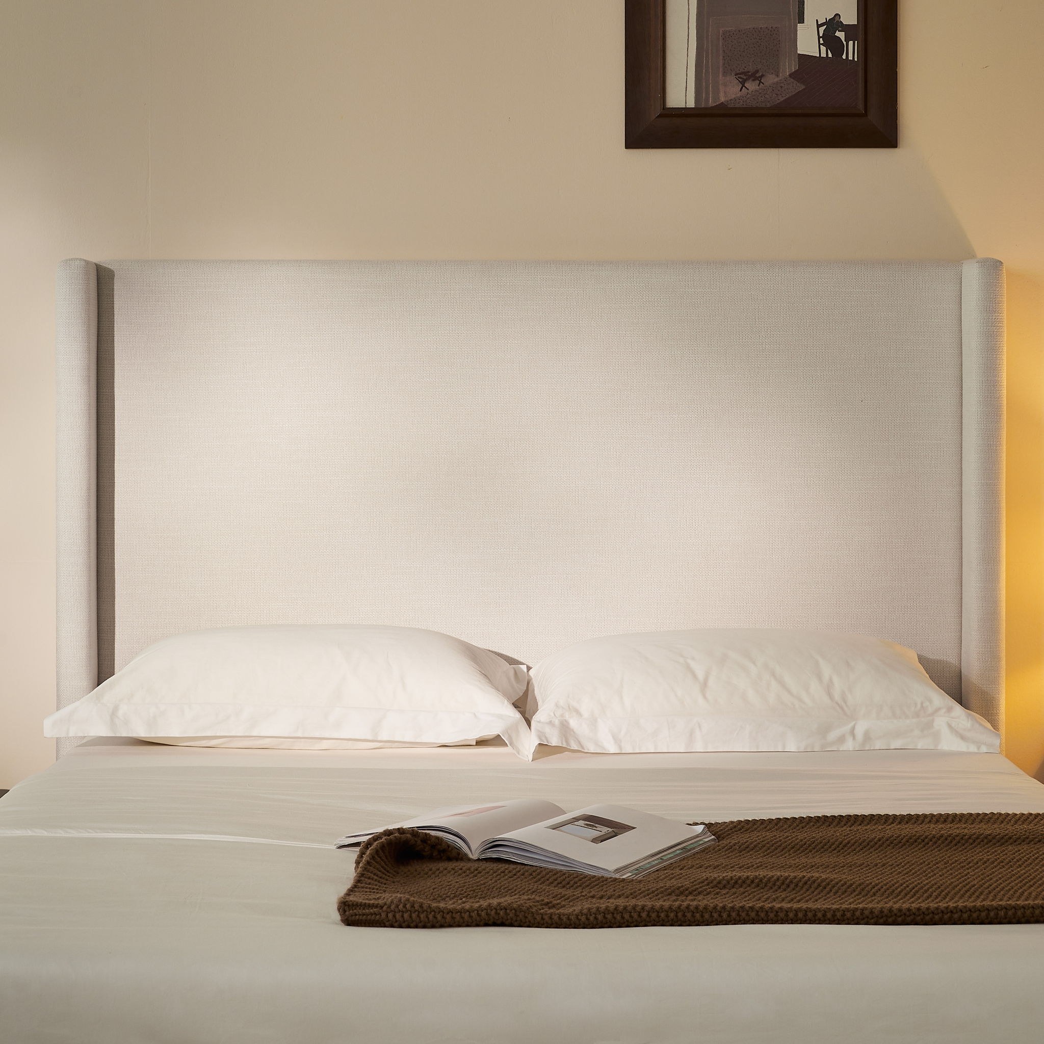 Hosford - Minimalist Upholstered Wingback Bed - HearthHub