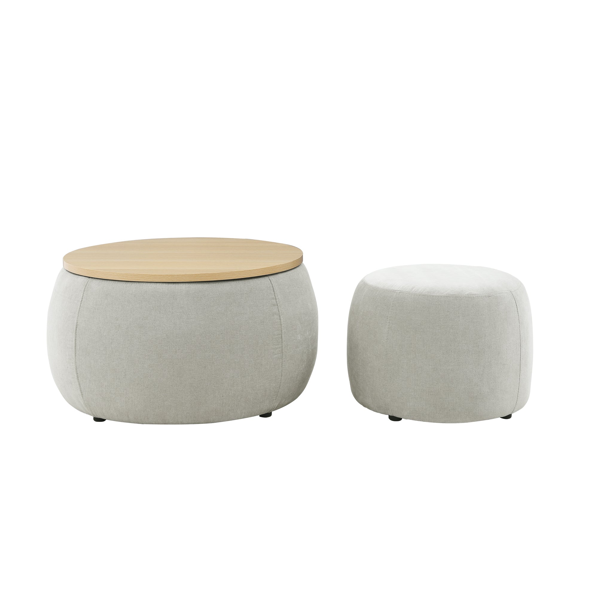 Modern Classic Round Storage Ottoman Coffee Table with Removable Top - HearthHub