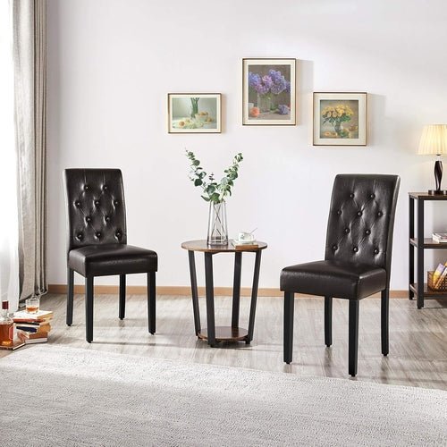 Faux Leather Dining Chairs, Button Tufted Dining Room Chairs with - HearthHub