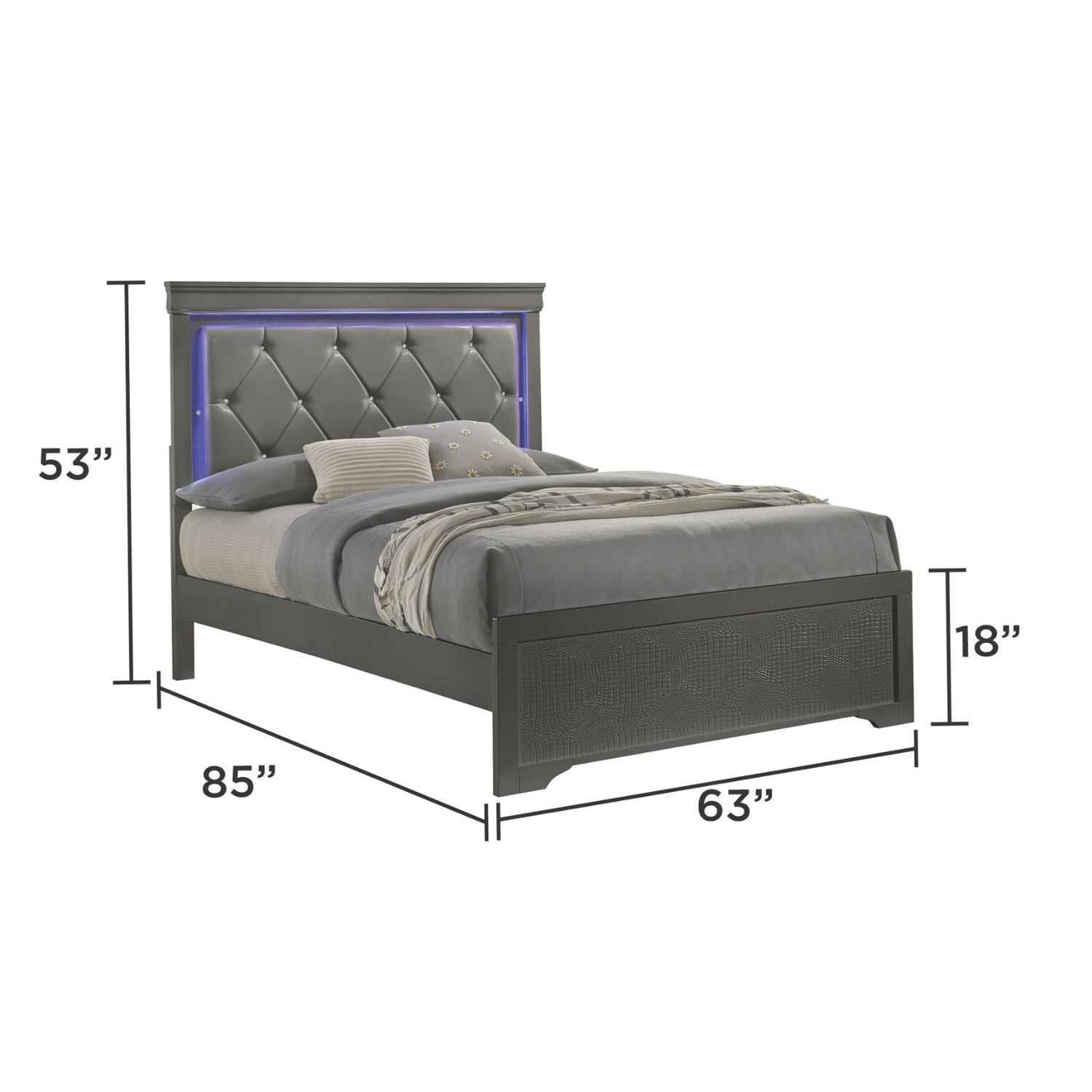 Blaze - Modern Bed With LED Headboard - HearthHub