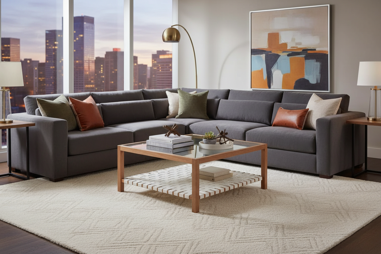 Glass & Leather Coffee Table Peyton Storage Hero