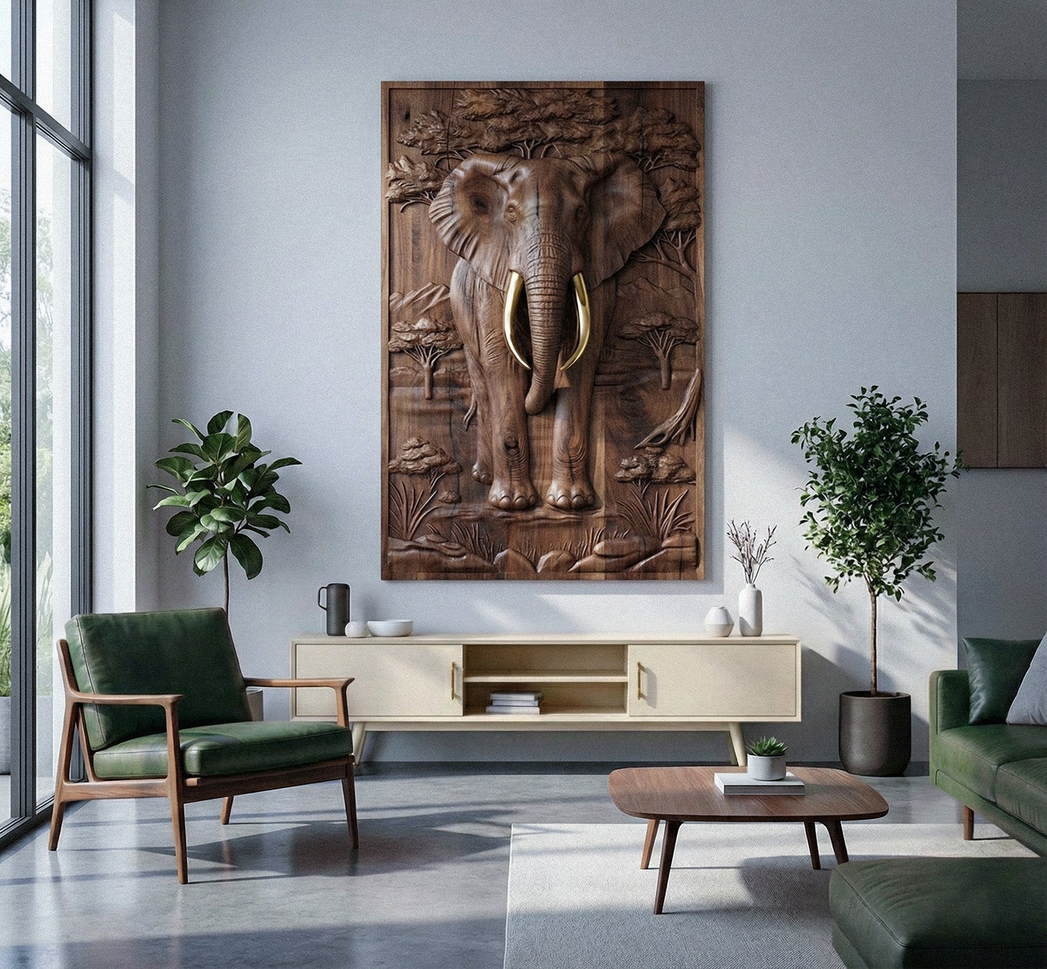Majestic African Elephant 3D Relief Wood Wall Art - HearthHub