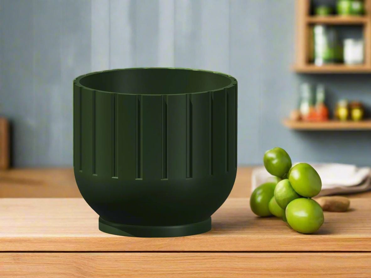 Modern Indoor Planter with Drainage – 3D Printed Fluted Plant Pot, Vertical Ribbed Design, Minimalist Decor Accent, Mid - Bubble - HearthHub