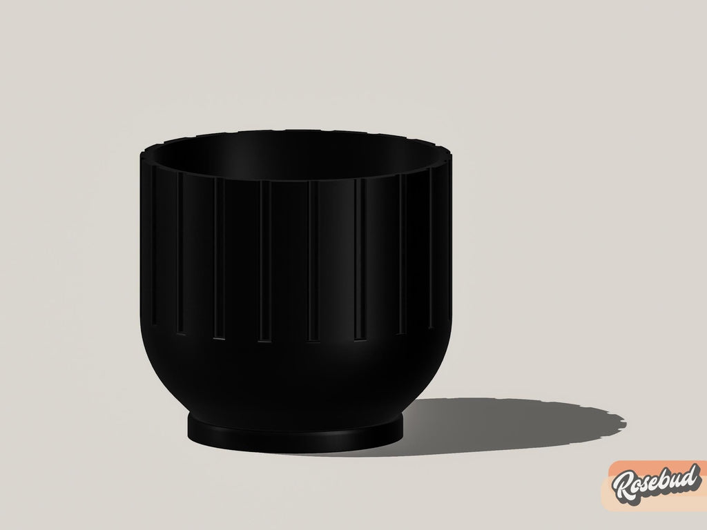 Modern Indoor Planter with Drainage – 3D Printed Fluted Plant Pot, Vertical Ribbed Design, Minimalist Decor Accent, Mid - Bubble - HearthHub