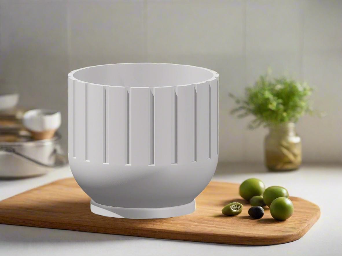 Modern Indoor Planter with Drainage – 3D Printed Fluted Plant Pot, Vertical Ribbed Design, Minimalist Decor Accent, Mid - Bubble - HearthHub
