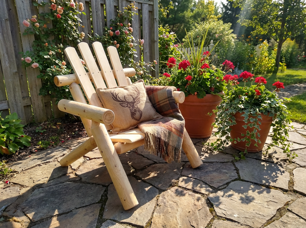 Log Wooden Deck Chair - HearthHub