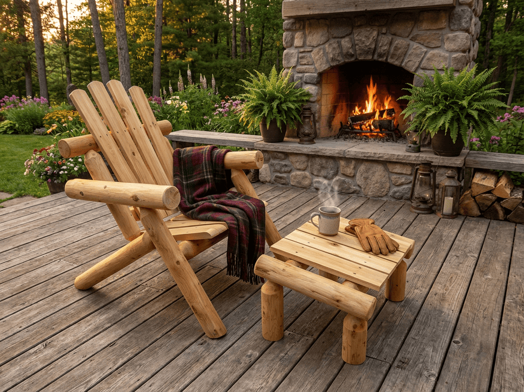 Log Wooden Deck Chair - HearthHub