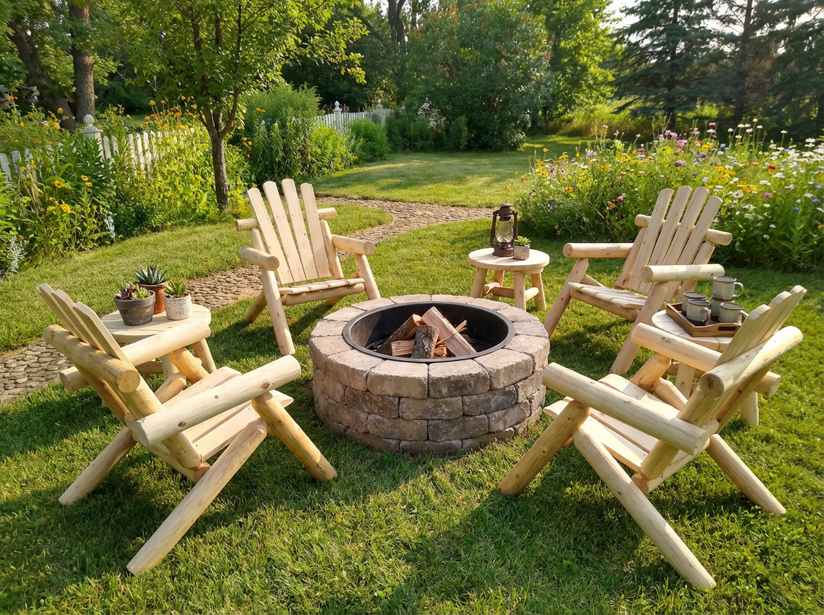 Log Wooden Deck Chair - HearthHub