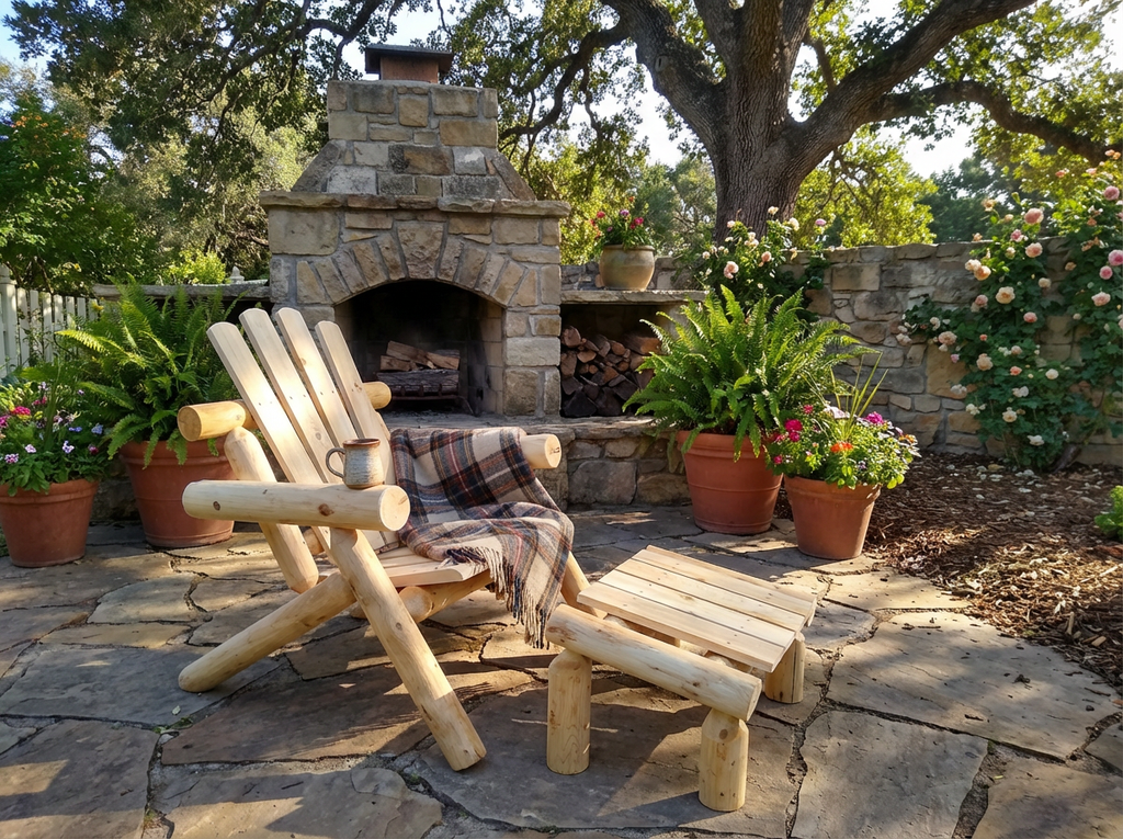 Log Wooden Deck Chair - HearthHub