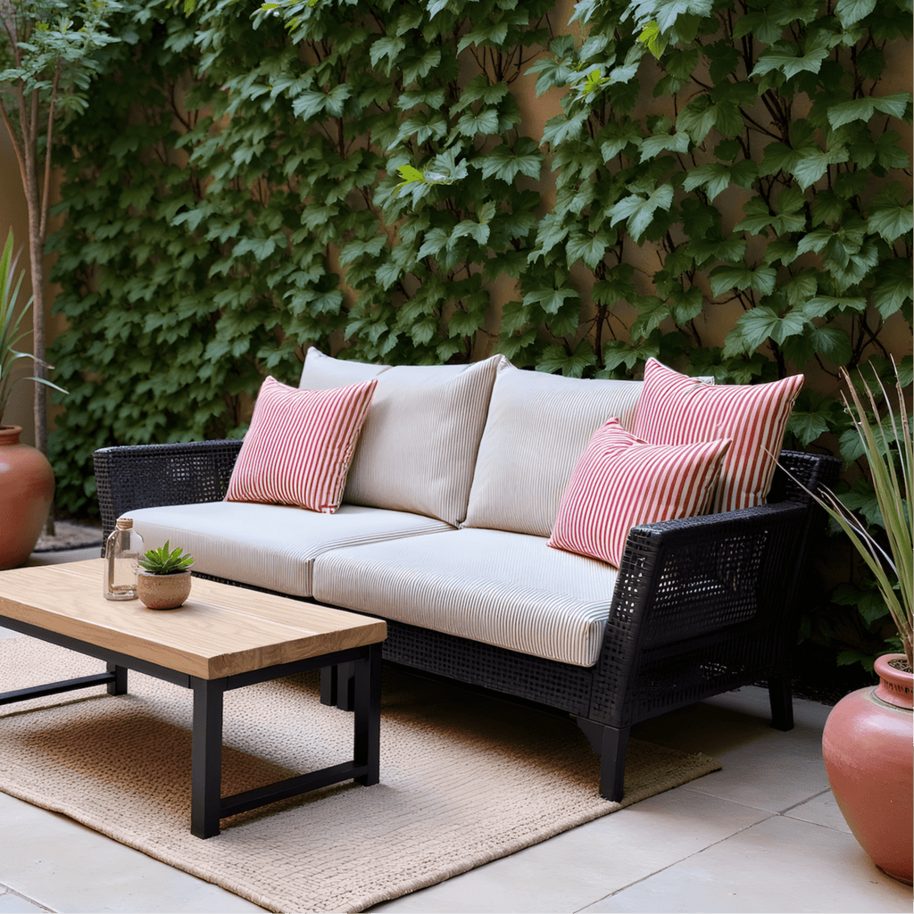 Beige Stripe Outdoor Slip Covers, Compatible with IKEA Duvholmen Kuddarna - HearthHub