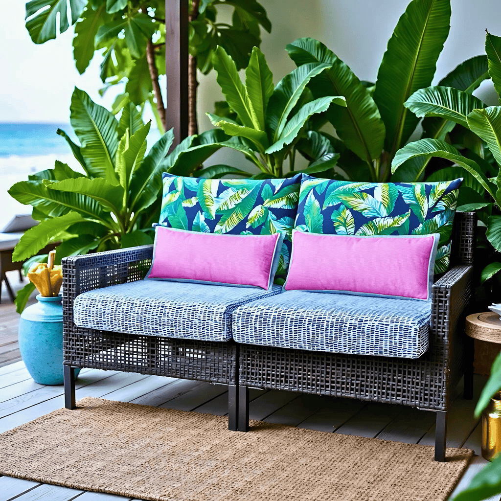 Banana Leaf Blue Rain Outdoor Slip Covers, Compatible with IKEA Duvholmen - HearthHub