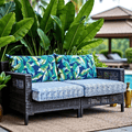 Banana Leaf Blue Rain Outdoor Slip Covers, Compatible with IKEA Duvholmen - HearthHub