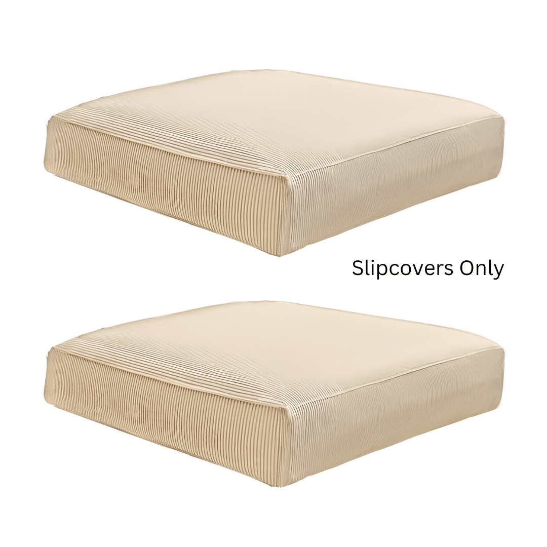 Beige Stripe Outdoor Slip Covers, Compatible with IKEA Duvholmen Kuddarna - HearthHub
