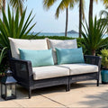 Beige Stripe Outdoor Slip Covers, Compatible with IKEA Duvholmen Kuddarna - HearthHub