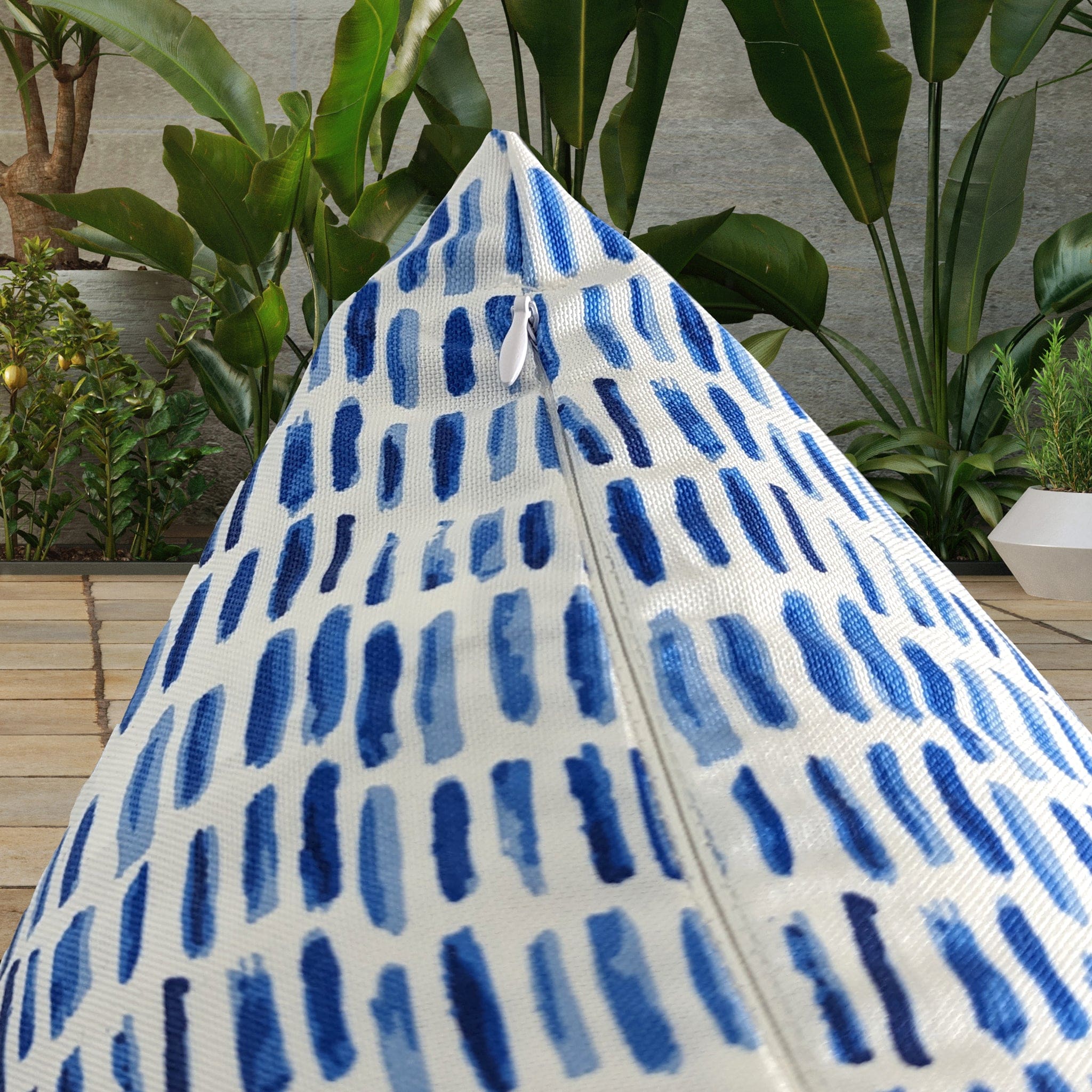 Banana Leaf Blue Rain Outdoor Slip Covers, Compatible with IKEA Duvholmen - HearthHub