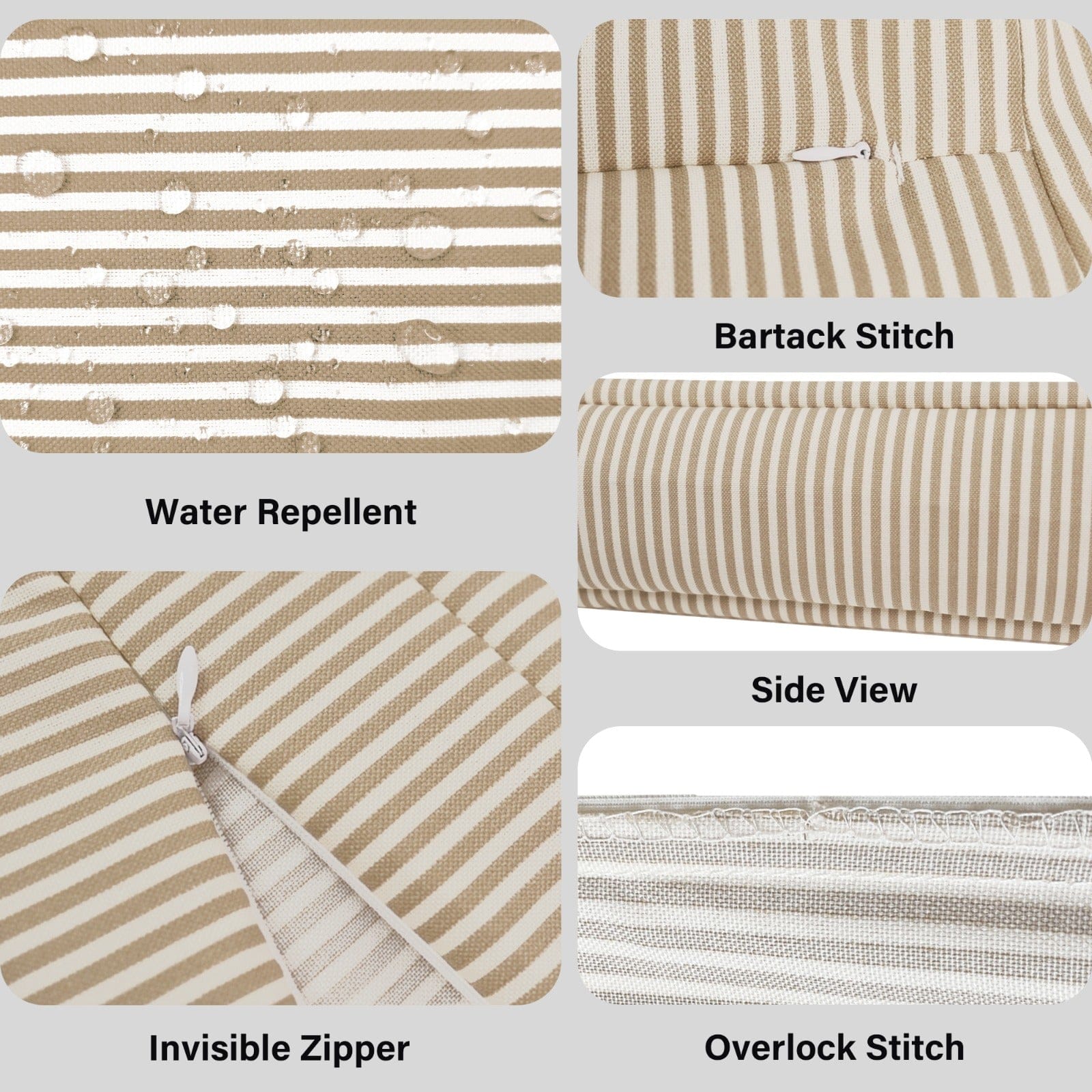 Beige Stripe Outdoor Slip Covers, Compatible with IKEA Duvholmen Kuddarna - HearthHub