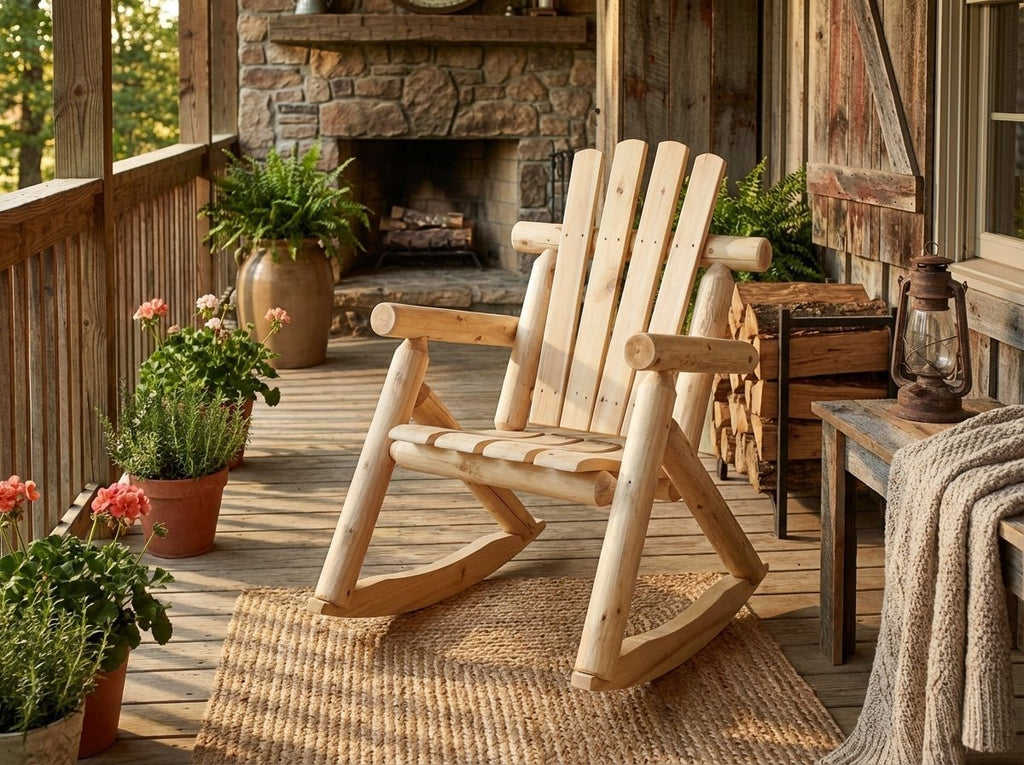 Rustic Outdoor Log Rocking Chair - HearthHub