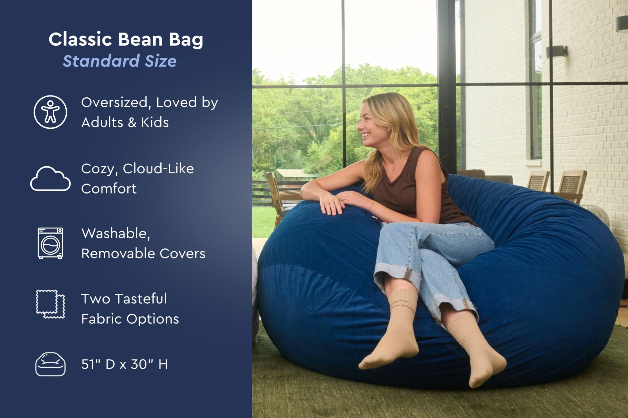 Classic Bean Bag Chair (Standard) - HearthHub