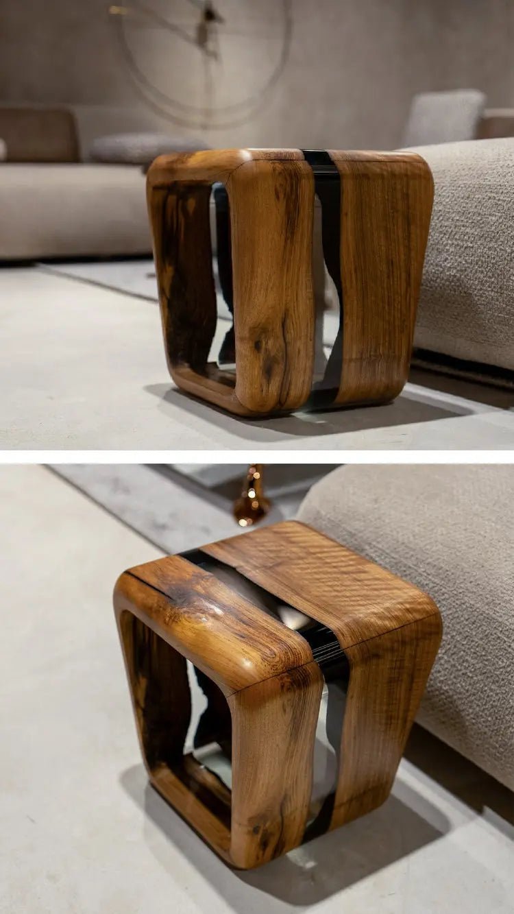 Resin Side Magazine Table Stool - Stylish Modern Wooden Furniture - HearthHub